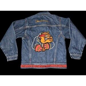 Urban Extreme Active Wear Vintage Kids 8 Boys Denim Jean Jacket Bulldog Blue